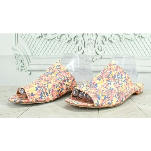 Sam Edelman Multicolor Canvas Slip On Flat Mules Sandals Size 10 M - Picture 2 of 9